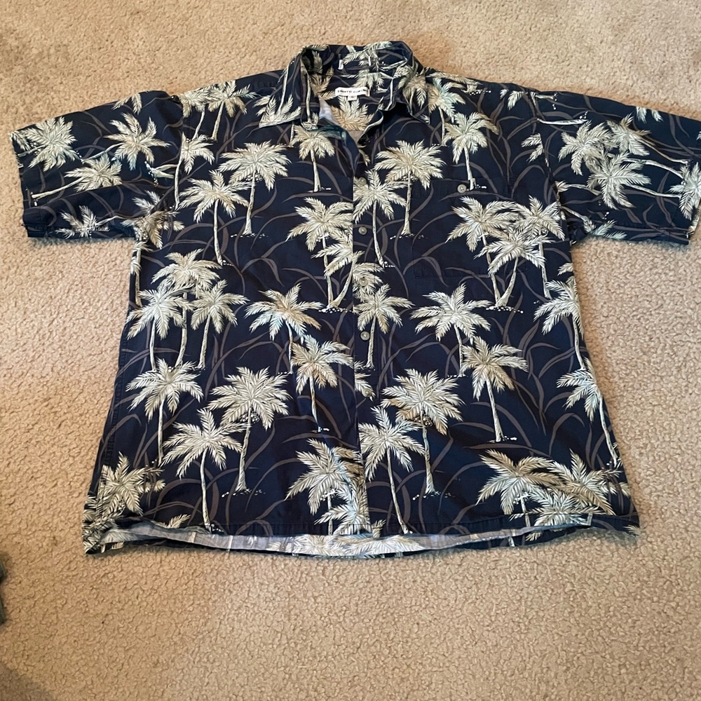 Pierre Cardin Palm Tree Print Button down Hawaiian Shirt